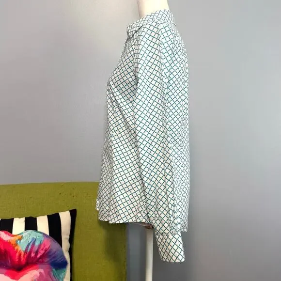 Brooks Brothers Blue White Geometric Cotton Tailored Fit Button Down Shirt 6 - Picture 3 of 5